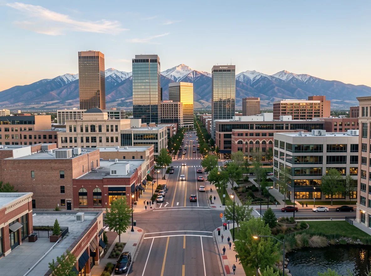 Salt Lake City skyline with mountains