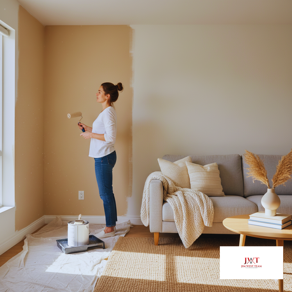 Homeowner preparing a Marysville home for sale by staging and painting