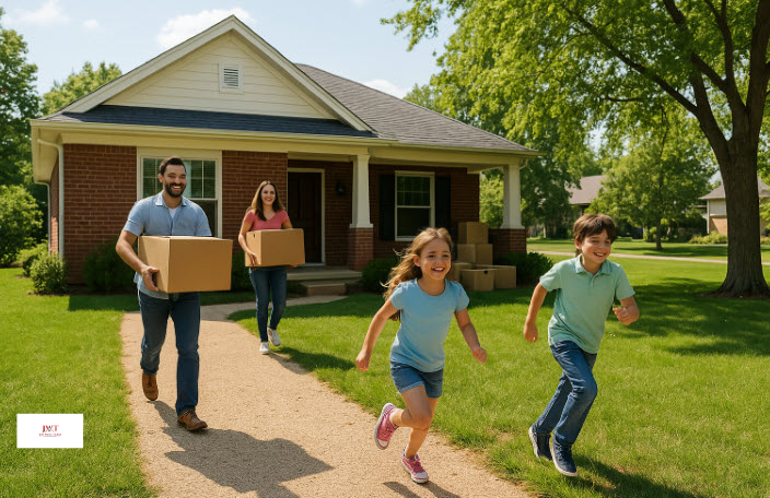 Family moving into a Marysville Ohio home during summer