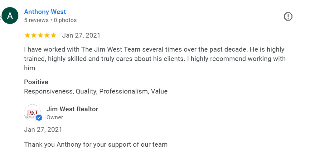 Testimonials for Jim West Team