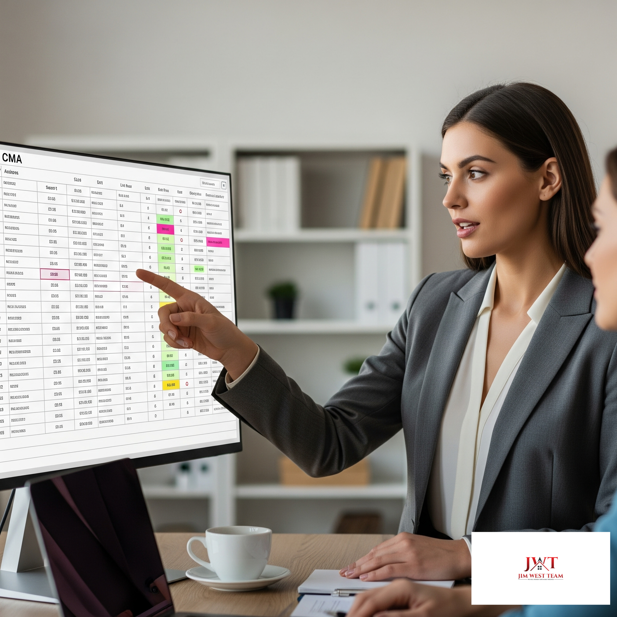 a realtor with the Jim West Team in Marysville explaining the value of their home to a Marysville home owner