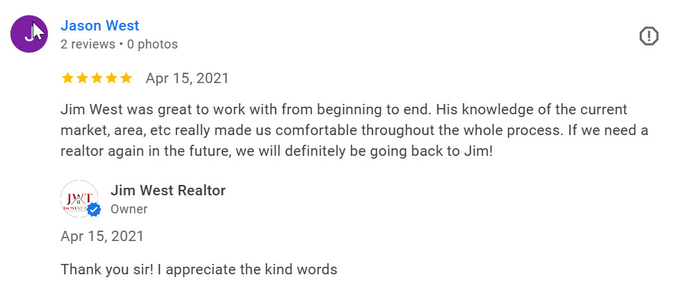 Testimonials for Jim West Team