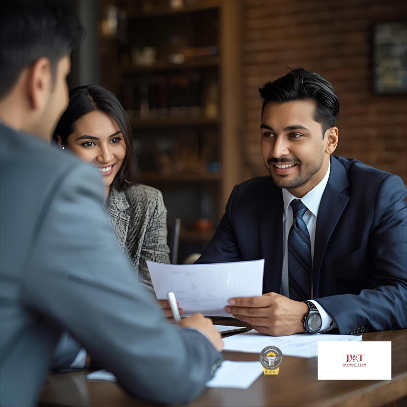 Certified Divorce Real Estate Expert in Marysville, Ohio, collaborating with a divorce attorney and client couple to review home sale documents—demonstrating trusted, professional real estate guidance during divorce.