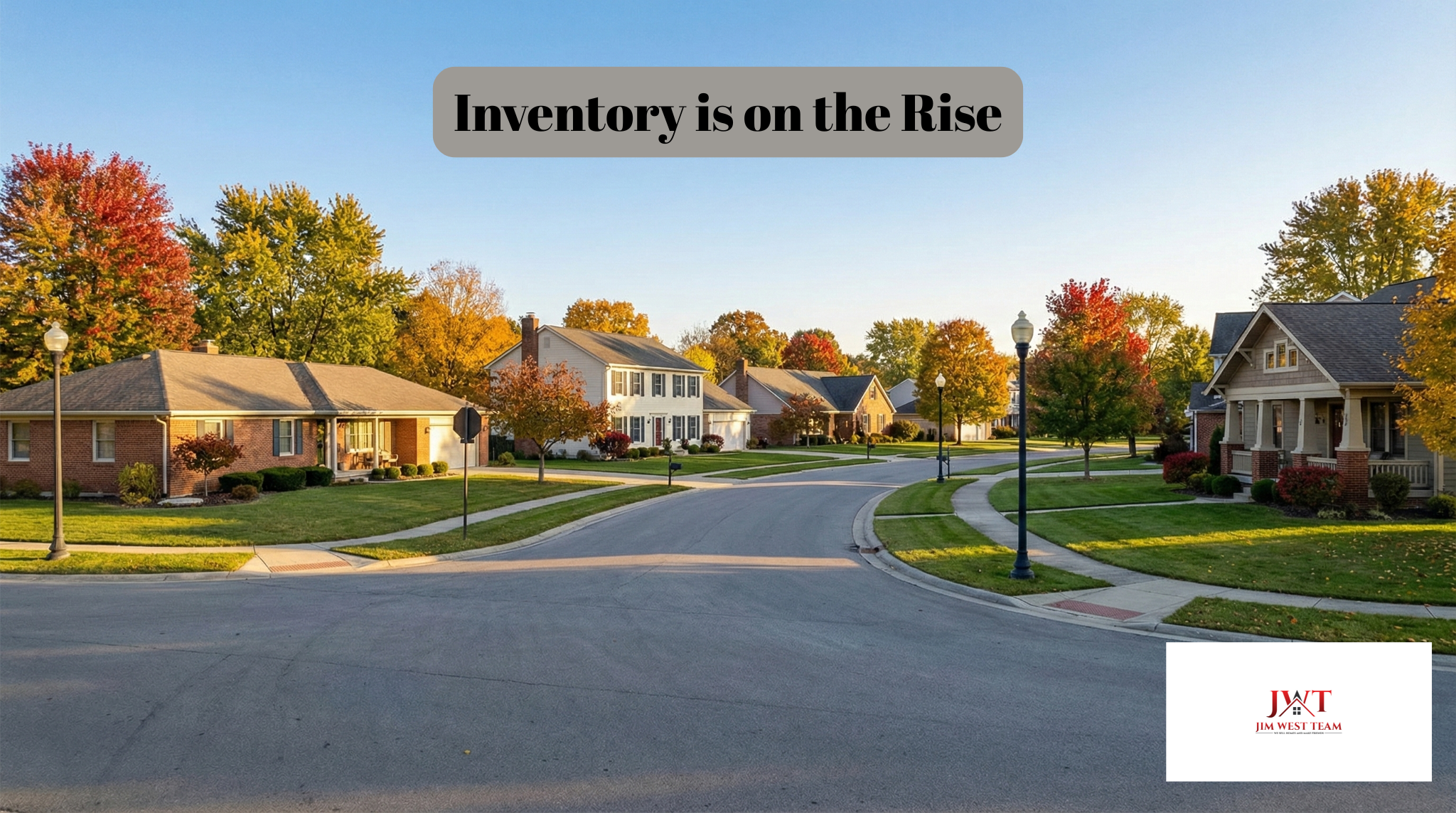 Marysville Ohio suburban neighborhood street with multiple homes showing increased inventory and variety of architectural styles in autumn