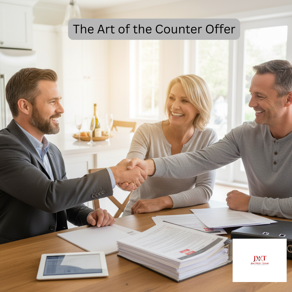 Real estate agent consulting with homeowners about best practices for handling multiple offers on Marysville home