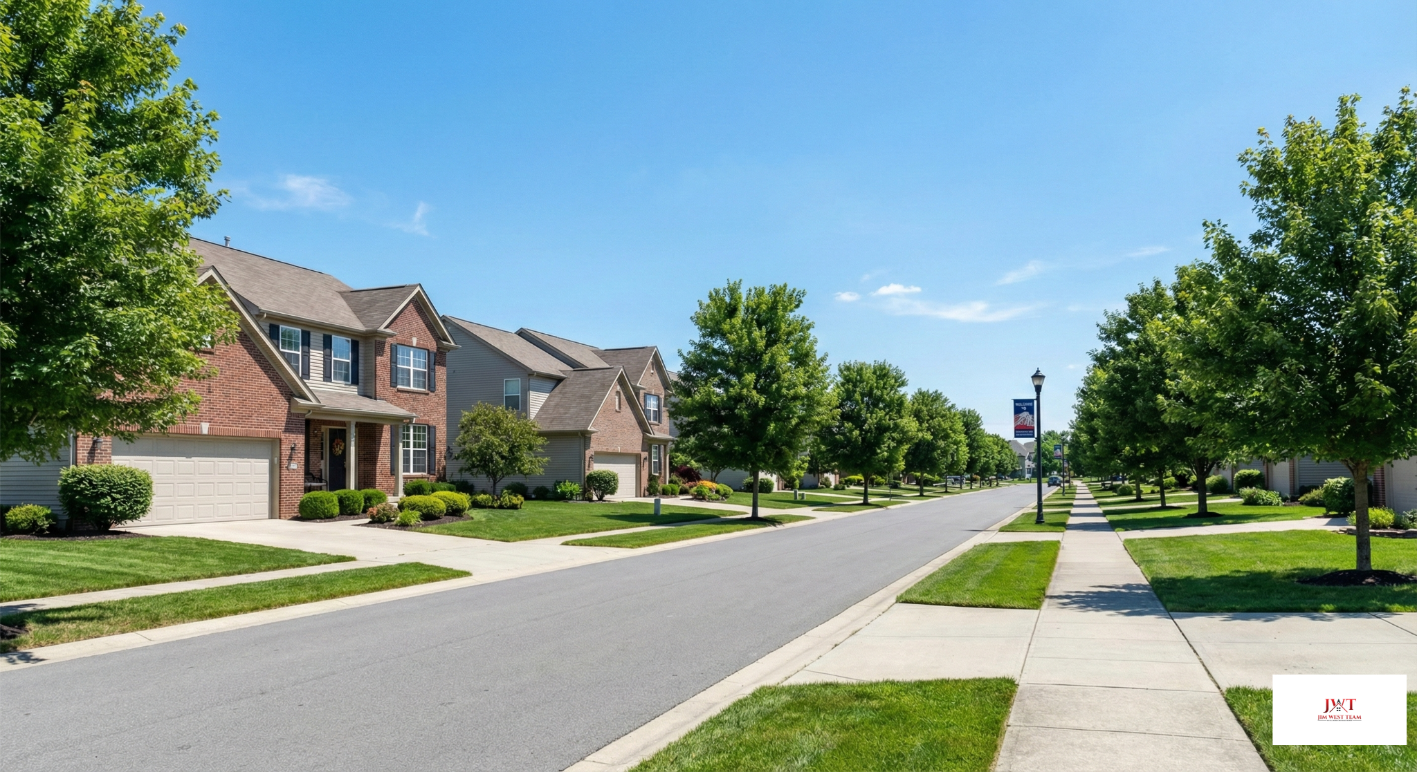 Marysville Ohio suburban neighborhood with well-maintained homes tree-lined streets and sidewalks
