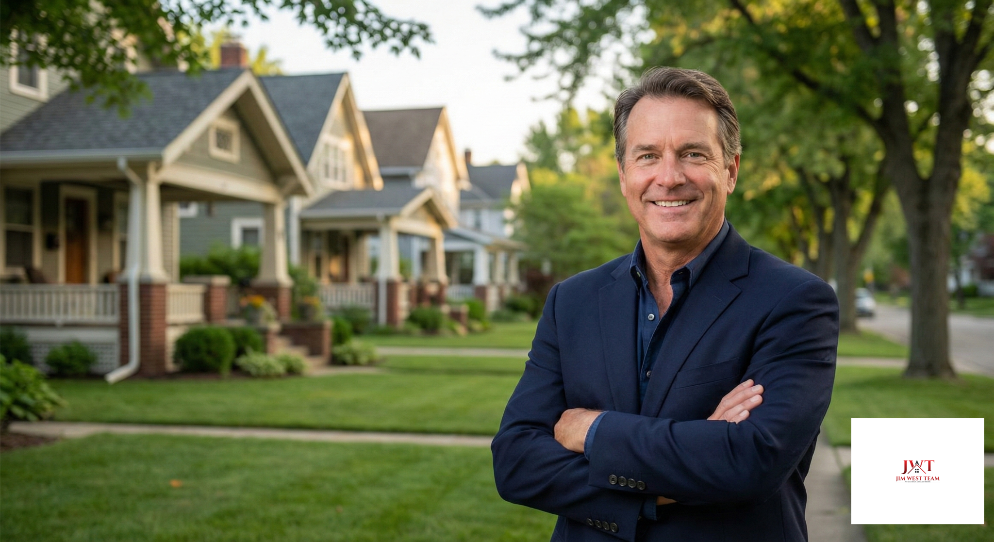 Jim West experienced Marysville Ohio real estate agent in front of residential neighborhood