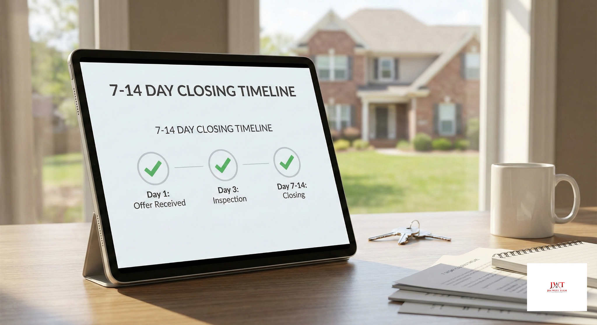 Visual timeline showing 7 to 14 day cash home sale process in Marysville Ohio