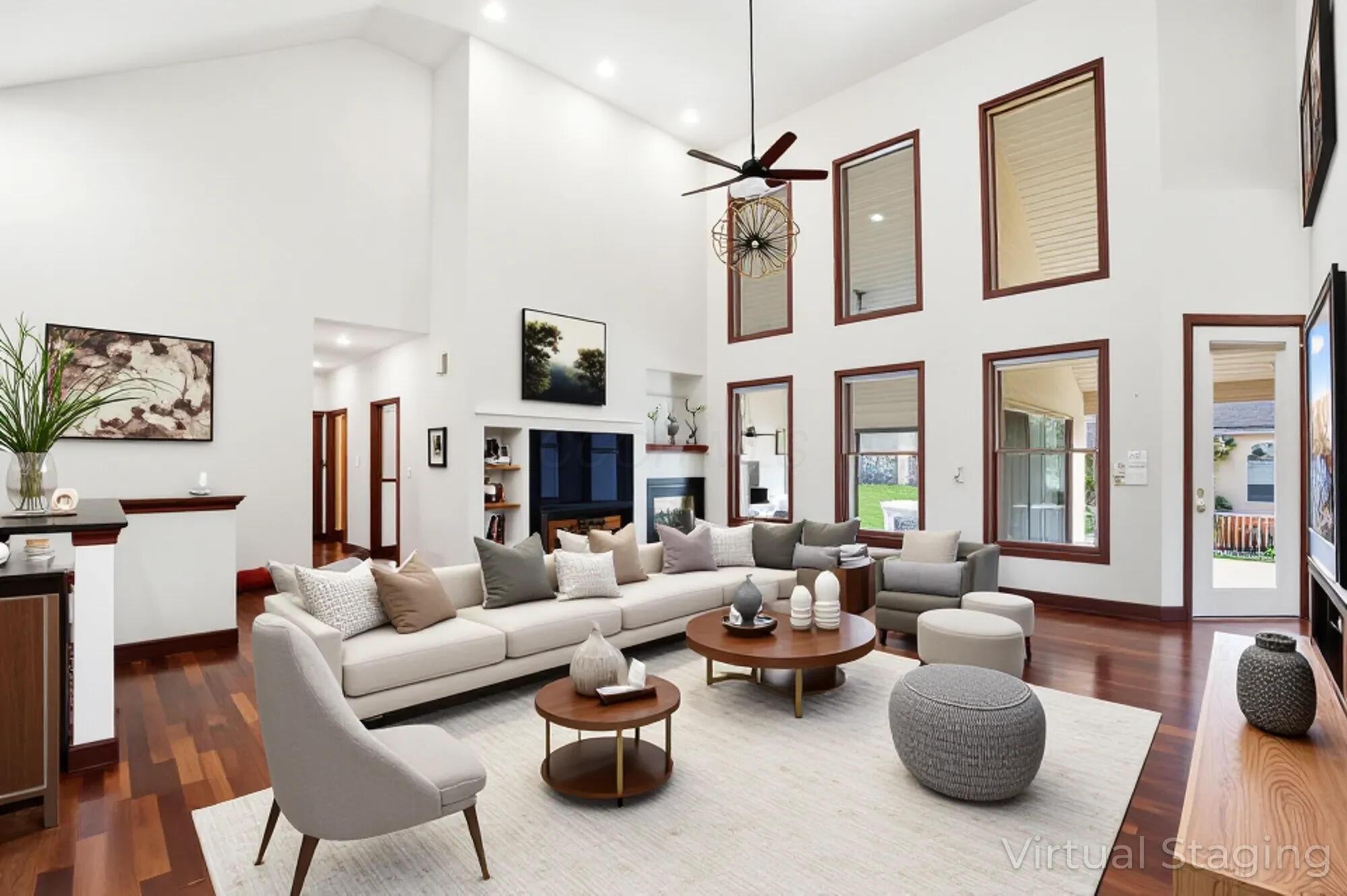 Staged living room at 250 Emmaus Rd, Marysville, Ohio — listed by Jim West, The Jim West Team