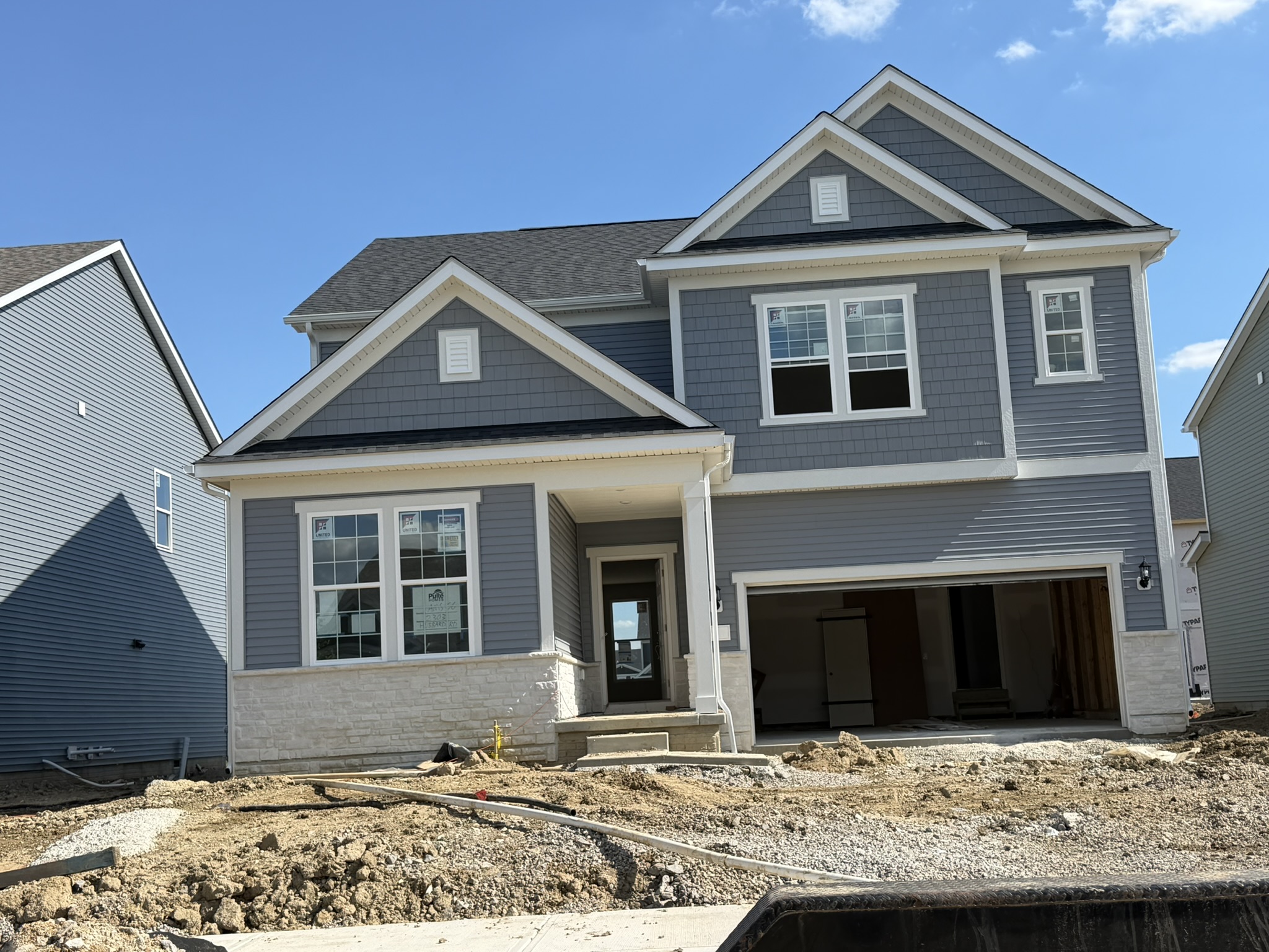 New construction homes under way in the Amrine Meadows subdivision in Marysville Ohio 43040