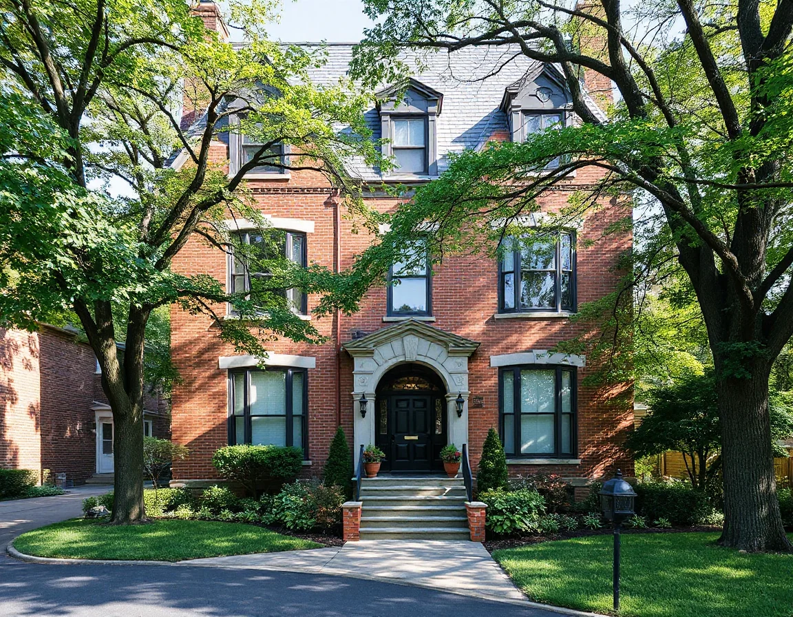 Historic brick residential exterior in Lincoln Park