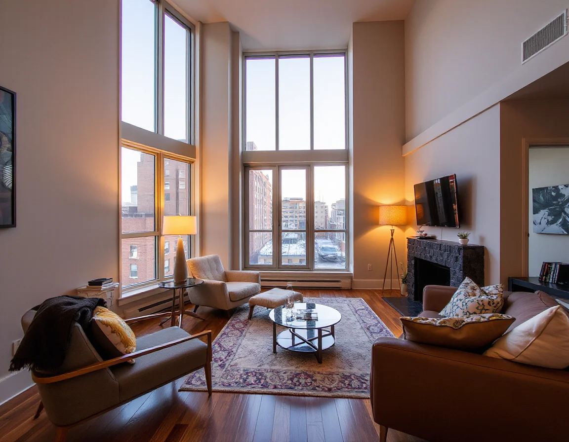 Light-filled condominium living room in Old Town