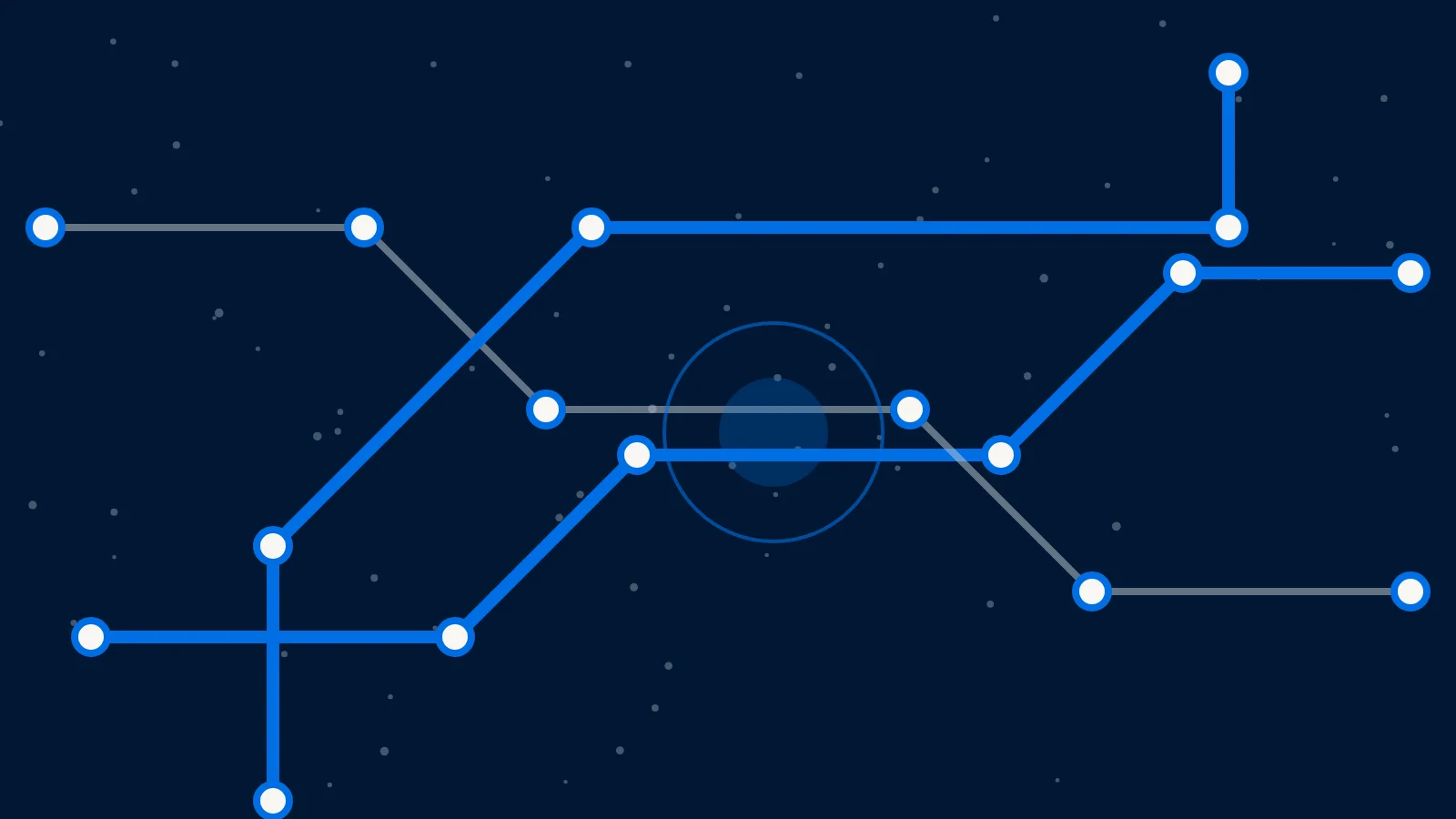 Abstract transit-style lines and station dots on navy