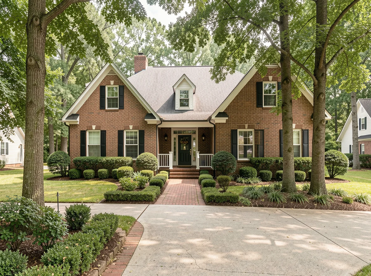 Brick home with porch and mature trees in Atlanta