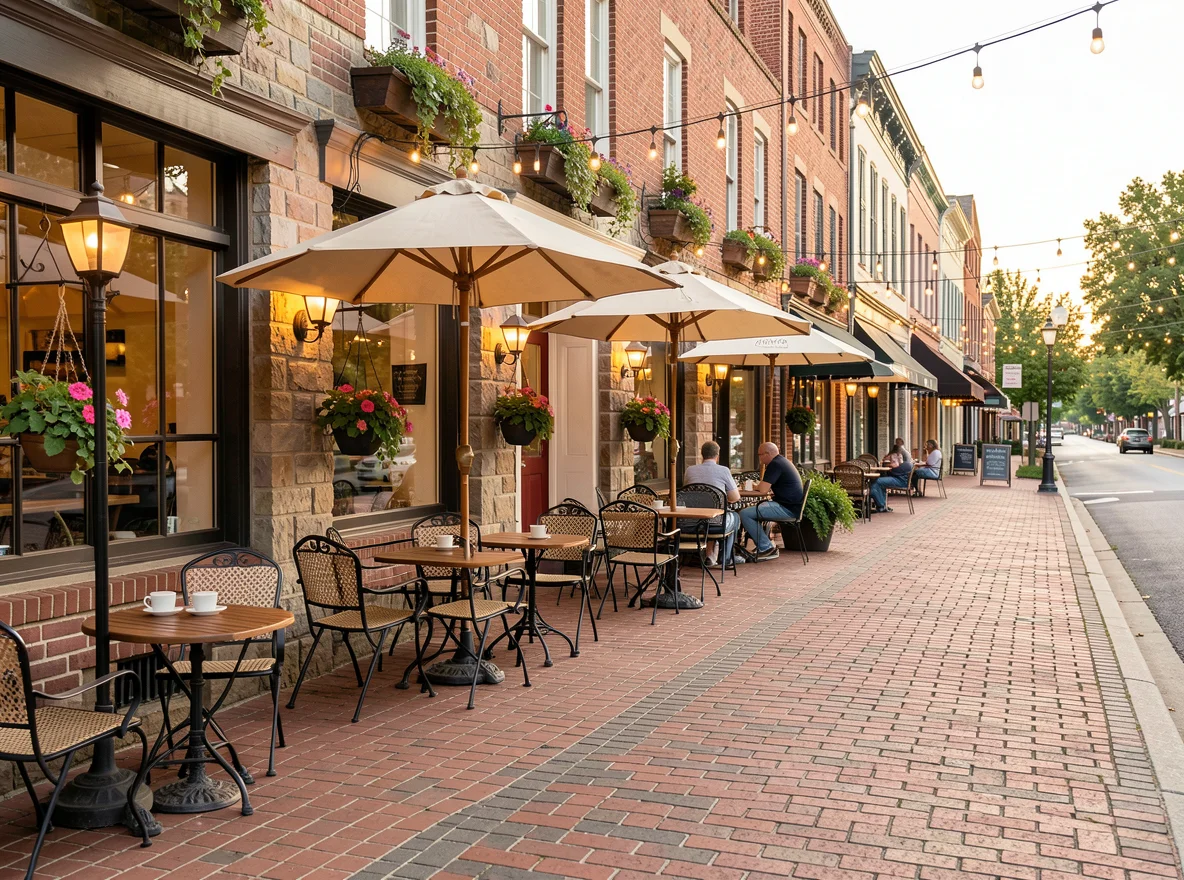 Historic downtown streetscape in Dahlonega, Georgia