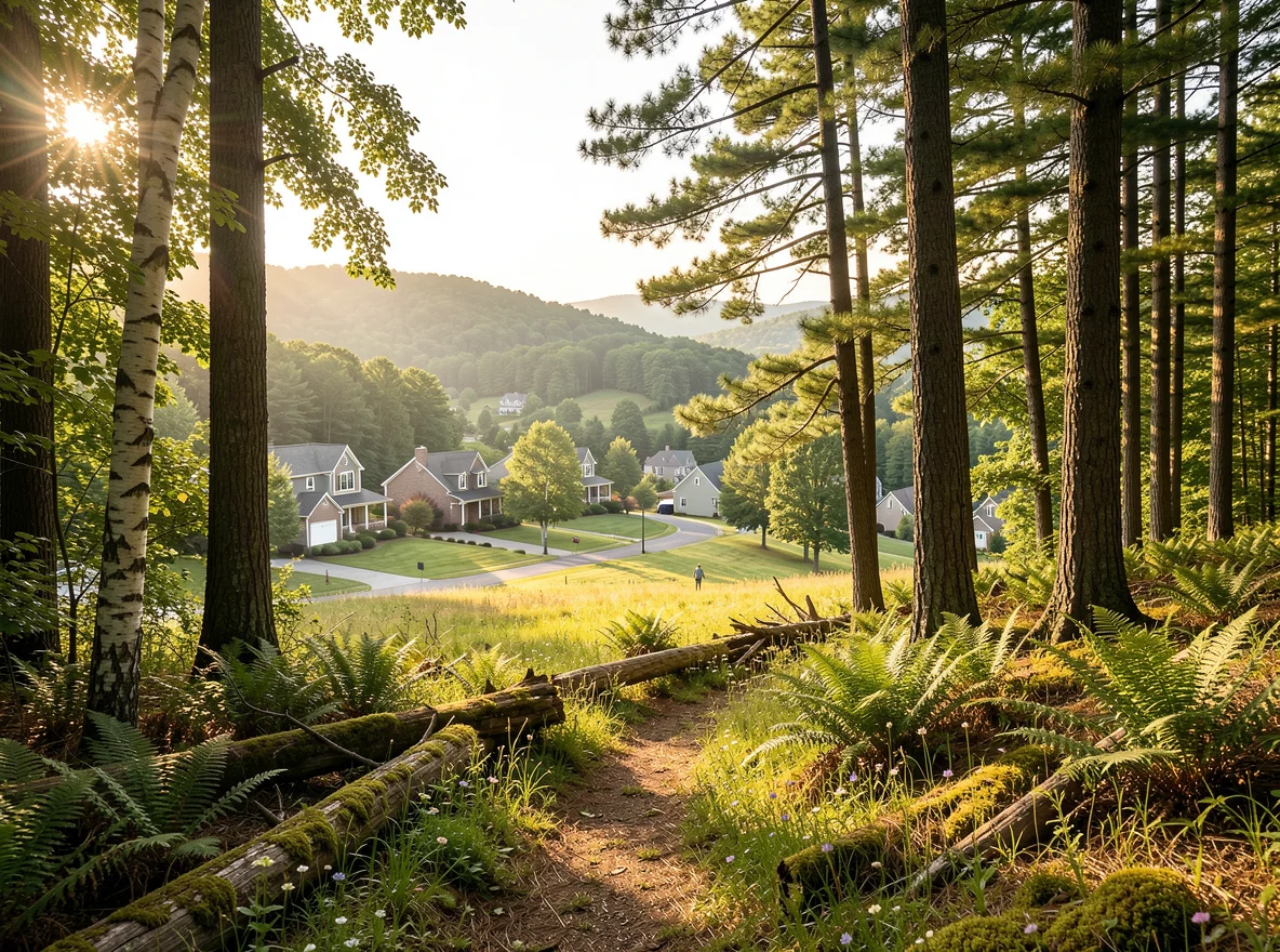 Wooded residential landscape in Dahlonega, Georgia