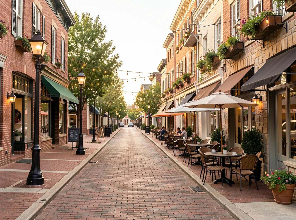 Downtown streetscape in Flowery Branch, Georgia