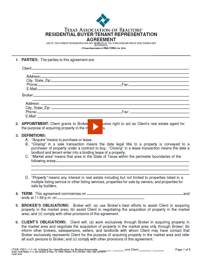 Tar buyer representation agreement