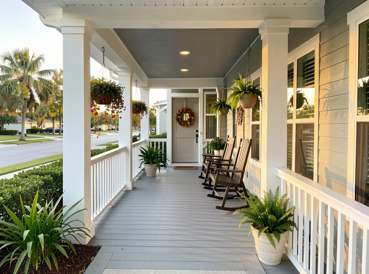 Well-presented South Florida front entry with tropical curb appeal
