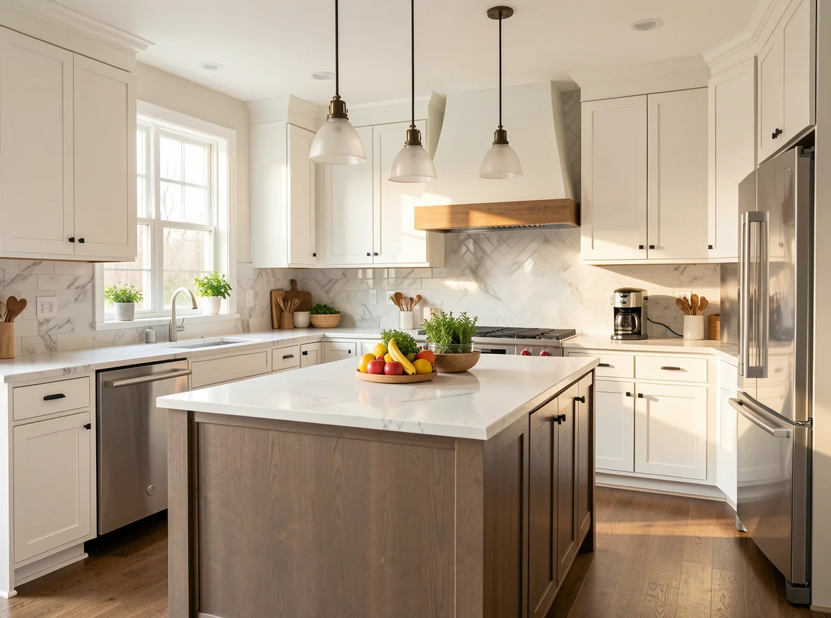 Updated kitchen showing fixable cosmetic improvements