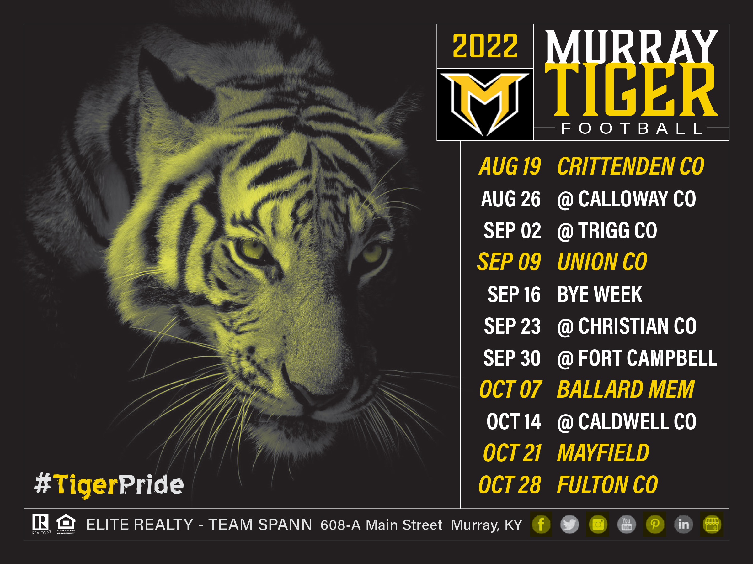 Murray Tiger Football Schedule