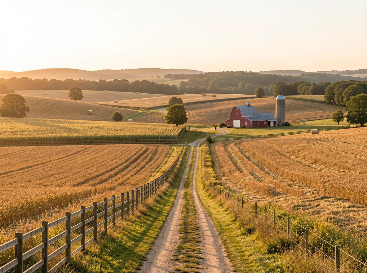 Rolling farmland and countryside in Hunterdon County, New Jersey