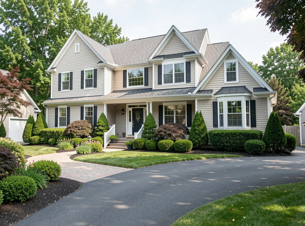 Suburban home exterior in Central New Jersey