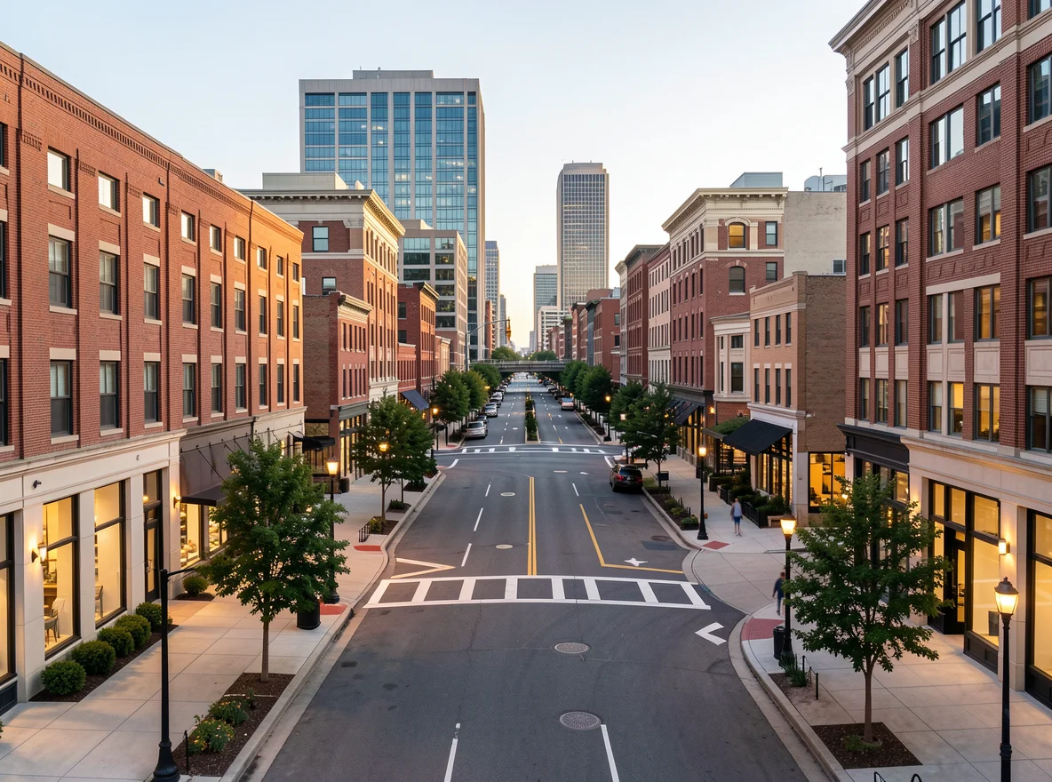 Downtown streetscape in Middlesex County, New Jersey