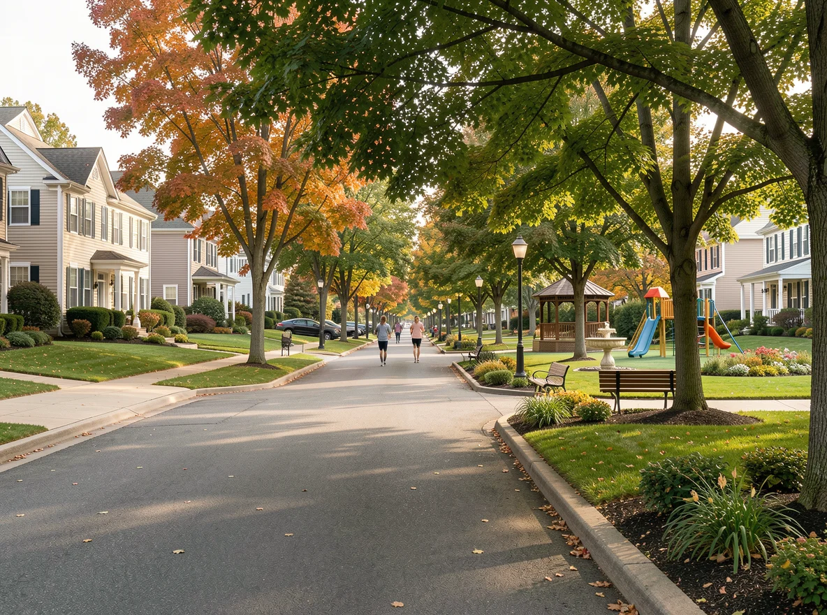 Tree-lined suburban neighborhood in Somerset County