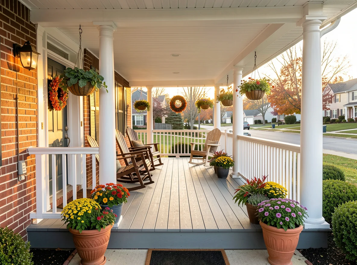 Welcoming front porch of a Central New Jersey home