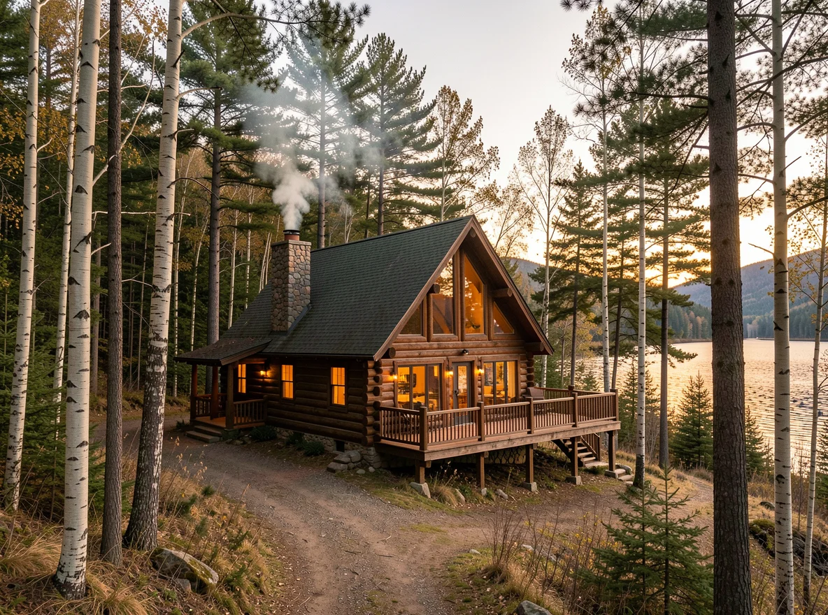 Rustic cabin exterior in Pocono Lake