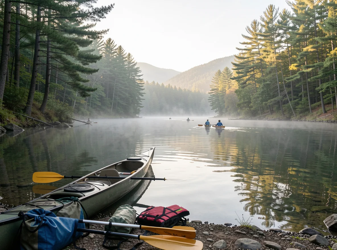 Kayaking on a lake near Pocono Lake