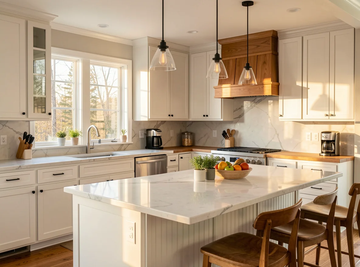 Bright refreshed kitchen in Lake Ariel home