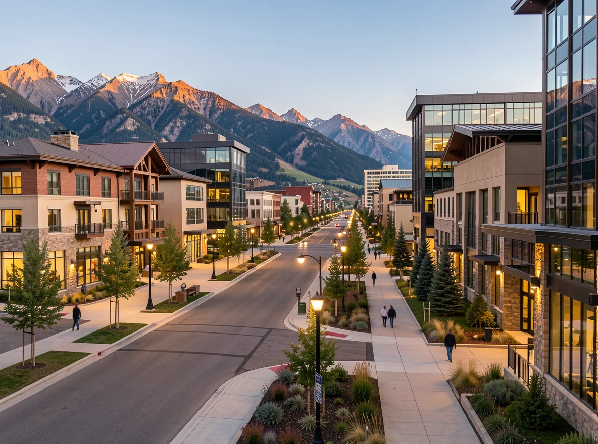Sun Valley village and mountain setting