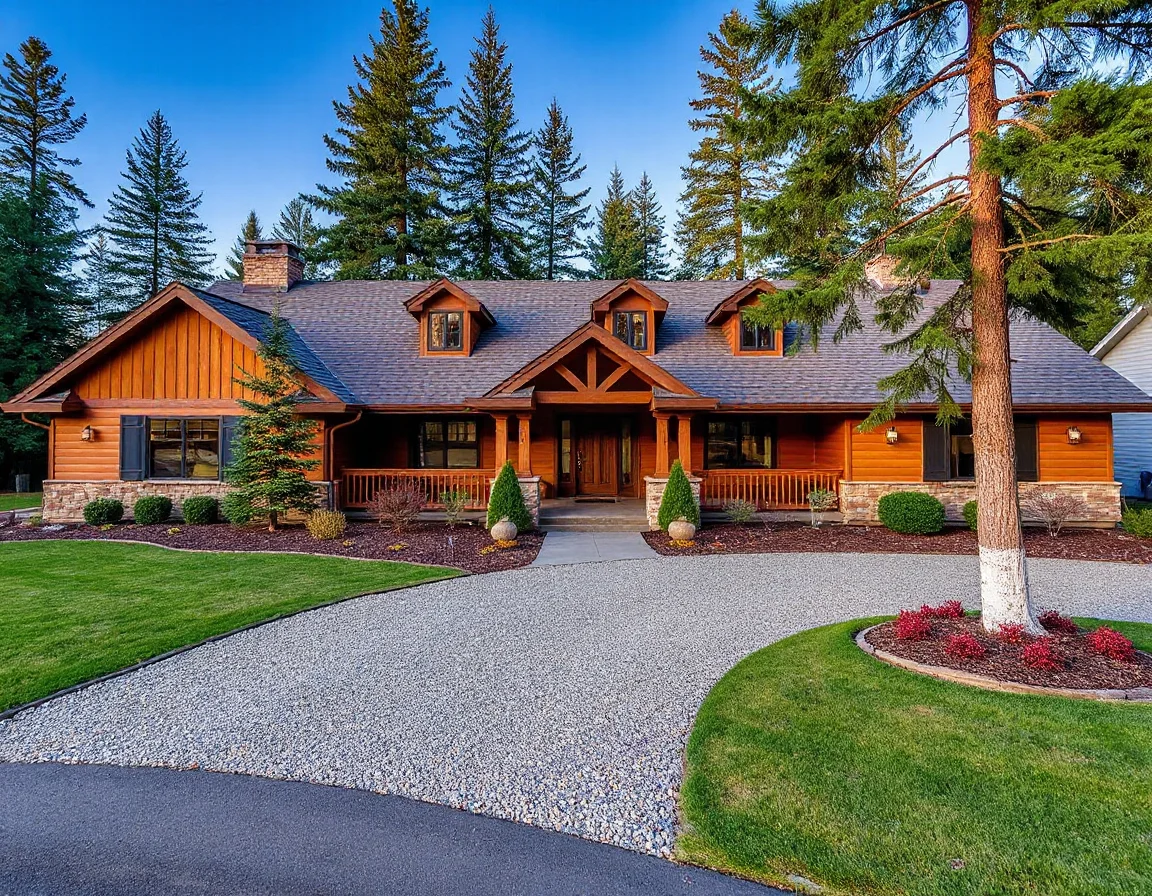 Well-maintained forest-edge home with a tidy driveway in Libby
