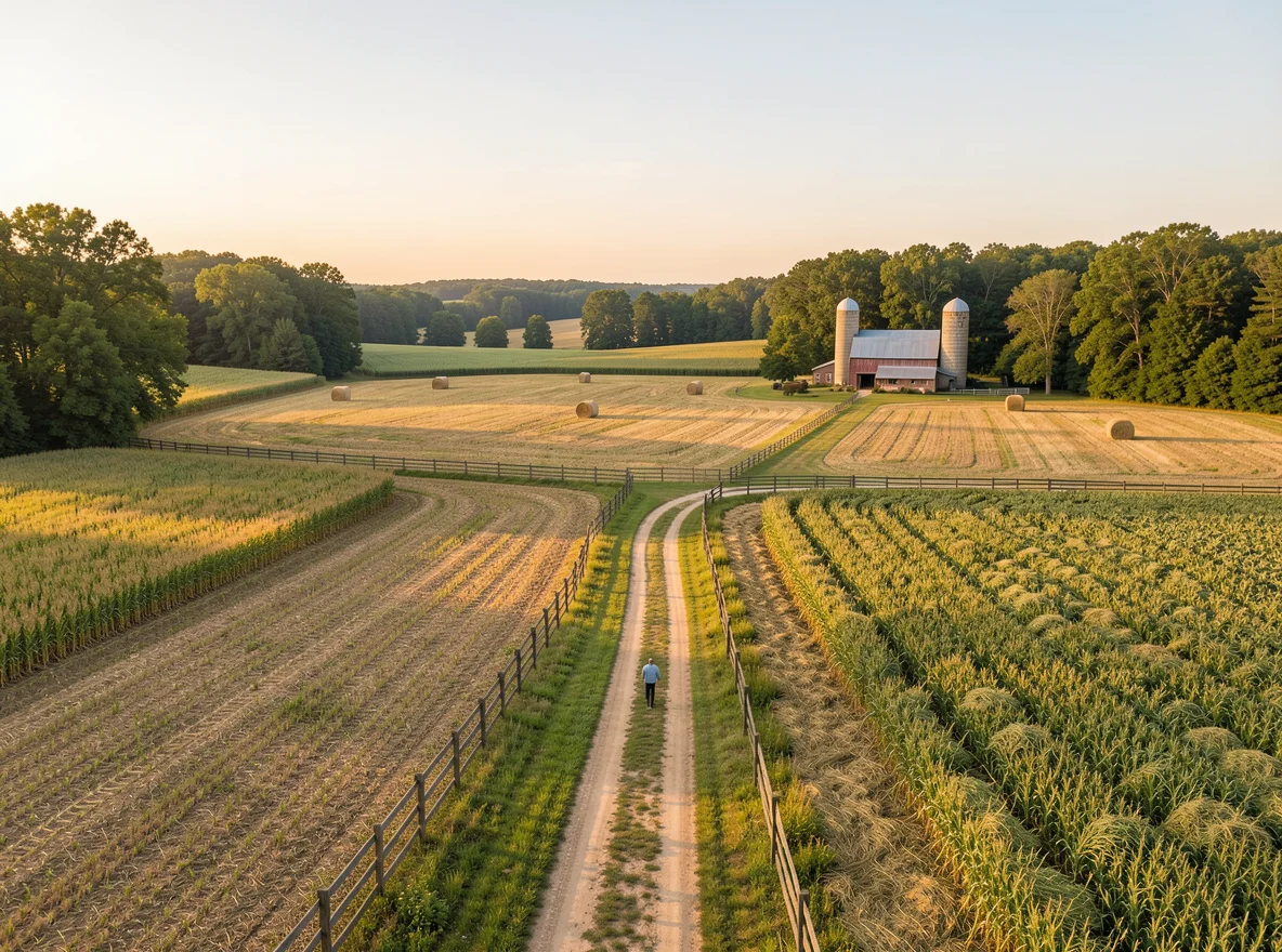 Farmland landscape in Fayette County, Tennessee