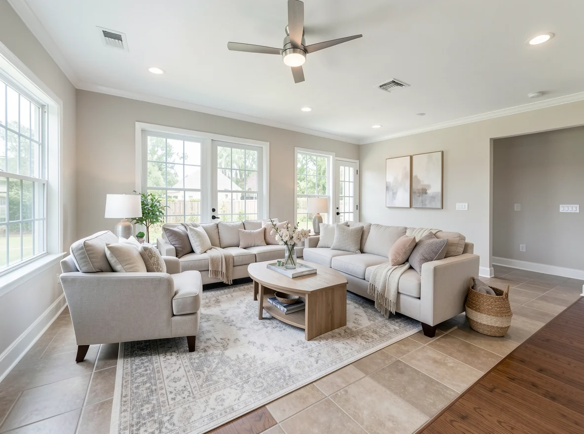 Bright staged family living area in Oviedo