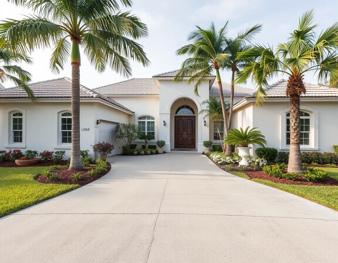 Well-maintained Deerfield Beach home exterior with tropical landscaping
