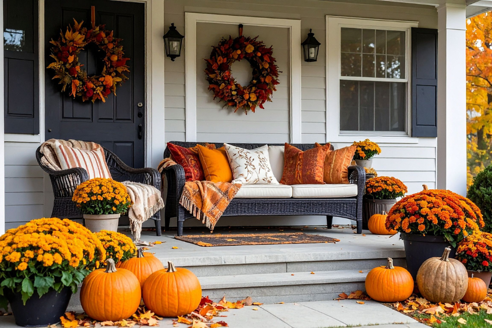 southern porch decor fall