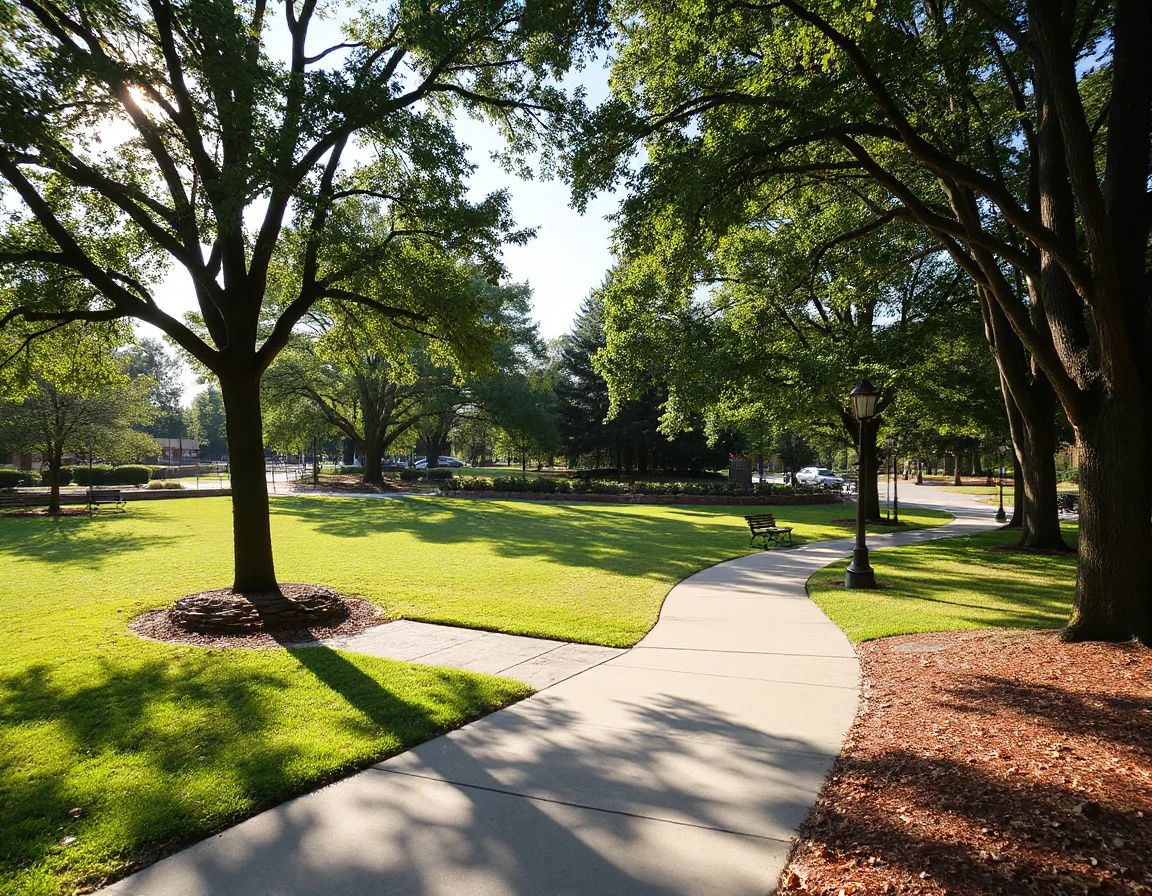 Landscaped public green space in downtown Duluth