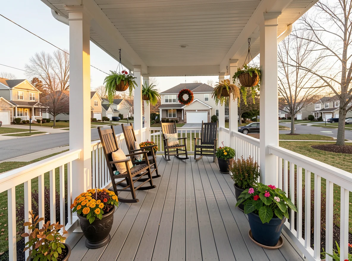 Inviting front porch in Bensalem