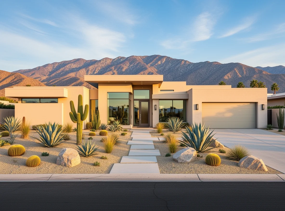 Contemporary desert home exterior in Rancho Mirage