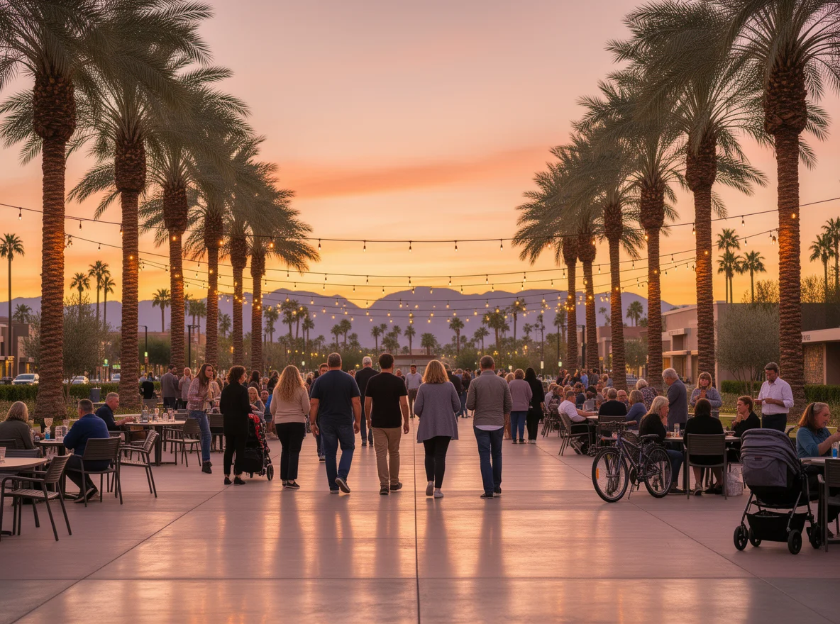 Evening community gathering in Cathedral City