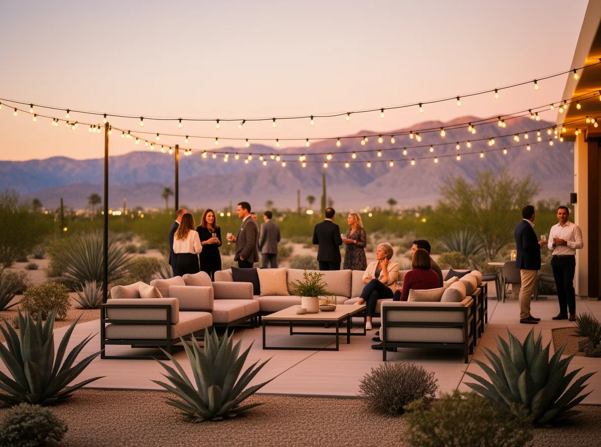 Outdoor patio evening ambiance in Rancho Mirage