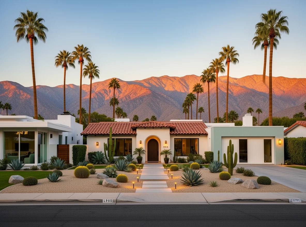 Palm Springs neighborhood with classic homes and palm trees