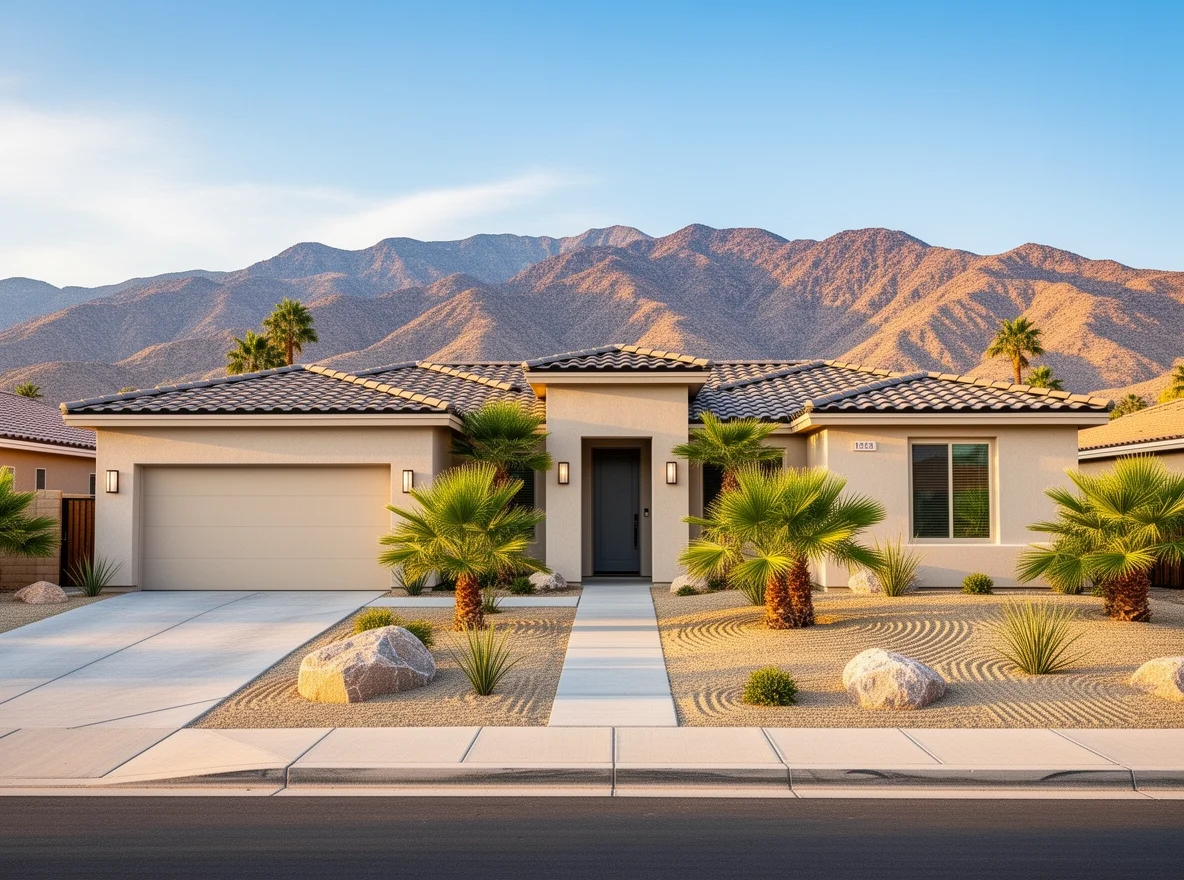Desert-style single-story home exterior in Cathedral City