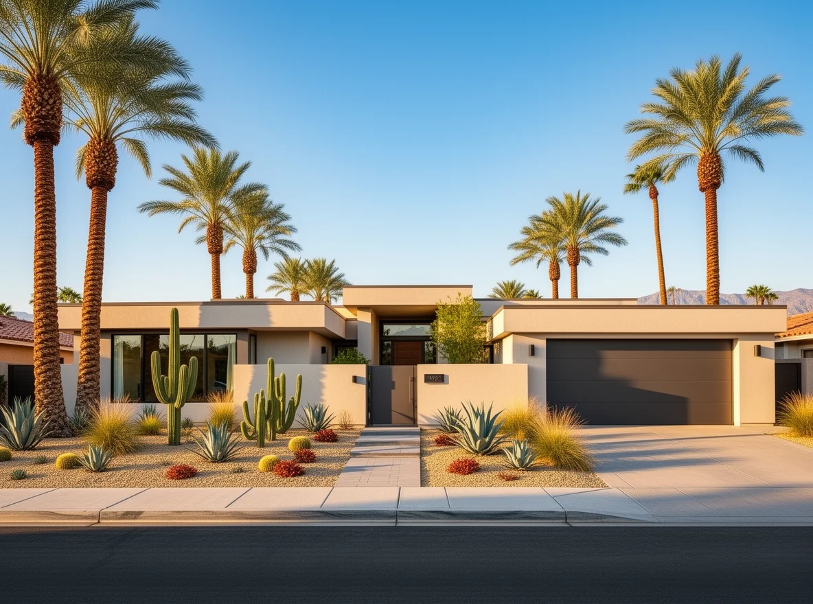 Desert contemporary home exterior in Rancho Mirage