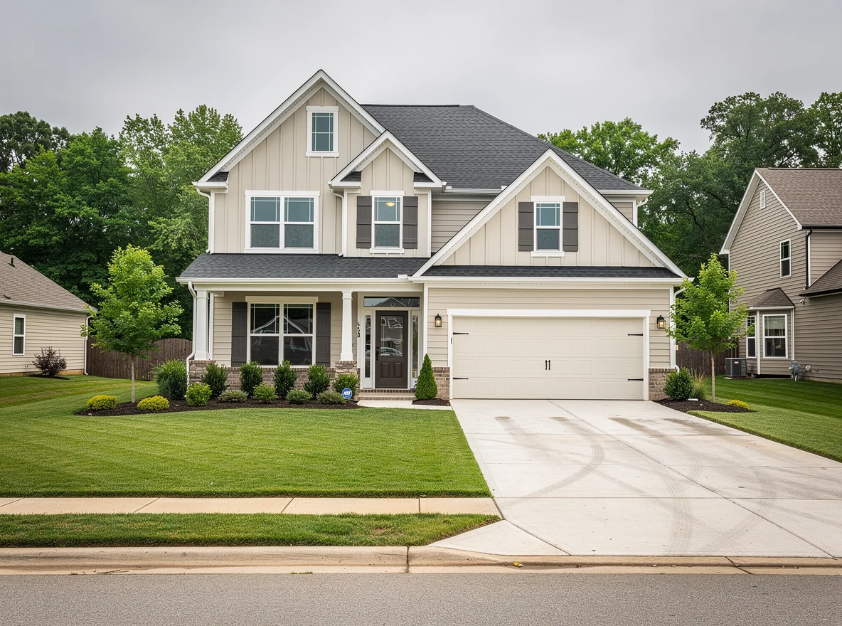 Suburban home exterior in Middle Tennessee