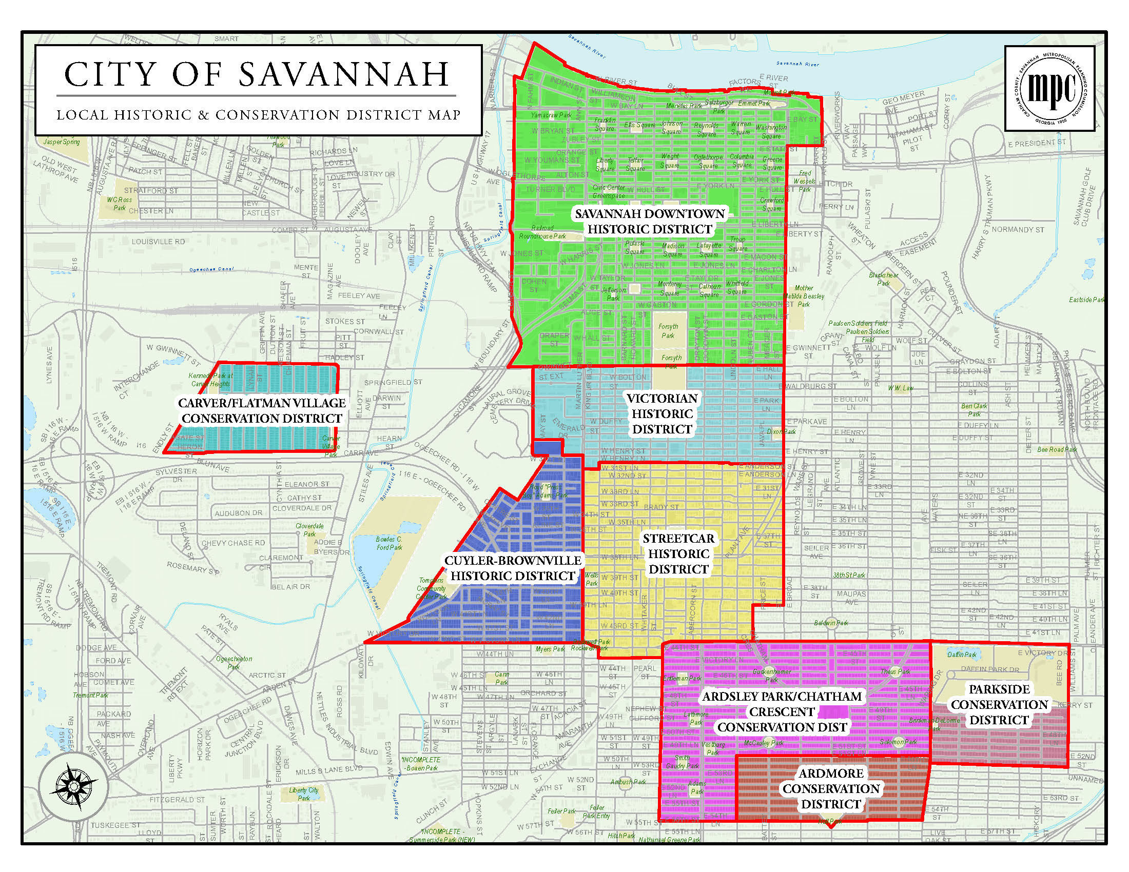 Savannah Historic Districts Map