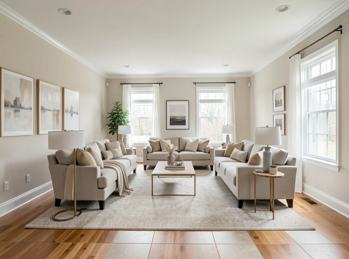 Staged living room ready for sale